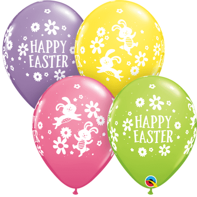 Easter Bunnies & Daisies - 11 Inch Balloons 25pcs