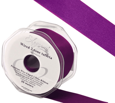 Electric Purple Wired Edge Taffeta Ribbon 38mm x 20m (Eleganza) 1pc