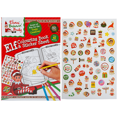 Elf Colouring Book & Sticker Sheet 1pc