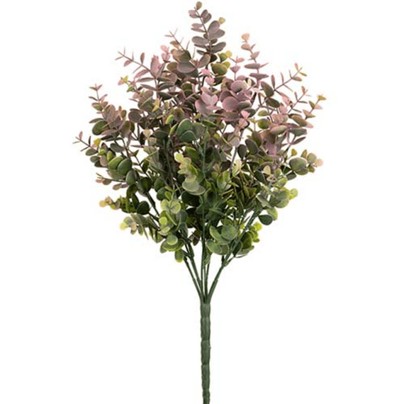Green & Pink Eucalyptus Bush 46cm | Eleganza Artificial Flowers