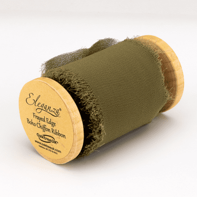 Eucalyptus Frayed Edge Chiffon Ribbon 50mm x 5m (Eleganza) 1pc