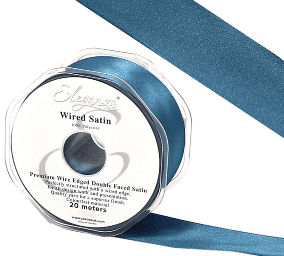 Eucalyptus Wired Edge Double Faced Satin Ribbon 25mm x 20m | Wholesale