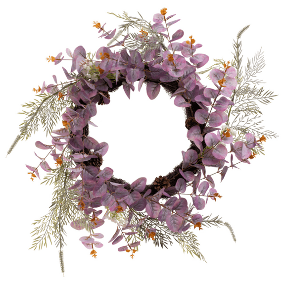 Mauve Eucalyptus Wreath 45cm | Eleganza Artificial Flowers