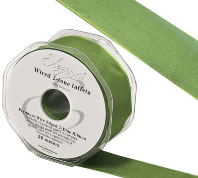 Field Green Wired Edge Taffeta Ribbon 25mm x 20m (Eleganza) 1pc