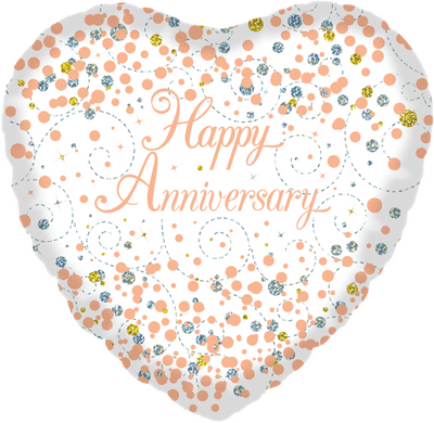 Fizz Anniversary White & Rose Gold Foil Balloon (18