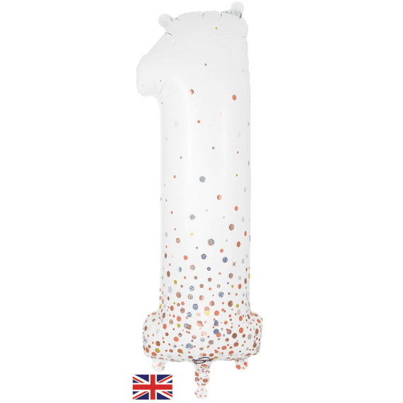 Fizz Holographic Rose Gold Number 1 Balloon - Oaktree Number Balloon | Free Delivery