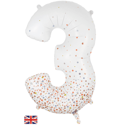 Fizz Holographic Rose Gold Number 3 Balloon - Foil Number Balloon 1pc (34