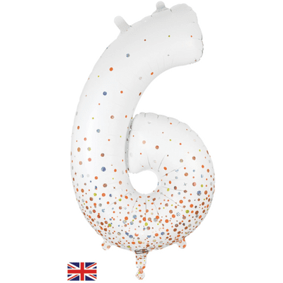 Fizz Holographic Rose Gold Number 6 Balloon - Foil Number Balloon 1pc (34