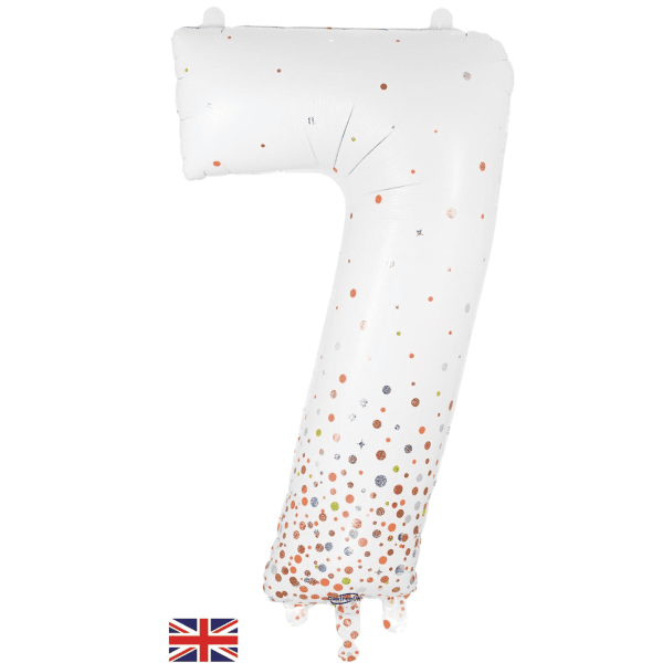 Fizz Holographic Rose Gold Number 7 Balloon - Oaktree Number Balloon ...