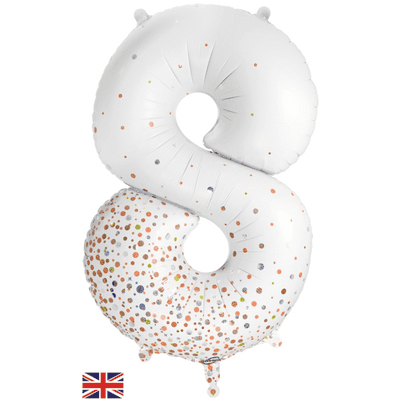 Fizz Holographic Rose Gold Number 8 Balloon - Foil Number Balloon 1pc (34