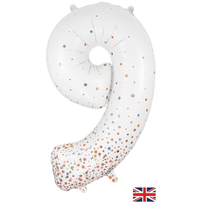 Fizz Holographic Rose Gold Number 9 Balloon - Foil Number Balloon 1pc (34