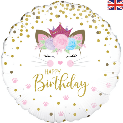 Floral Kitten Birthday Foil Balloon (18