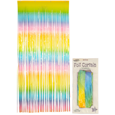 Foil Door Curtain - Pastel Rainbow (0.90m x 2.40m)