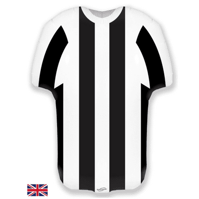 Football Shirt Black White Stripe Foil Balloon 1pc (Oaktree 24