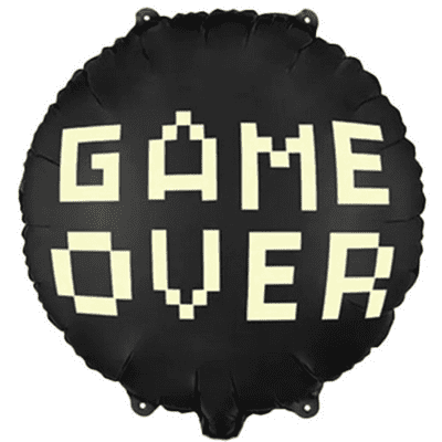 Game Over Black Pixelated Foil Balloon 1pc (PartyDeco 18
