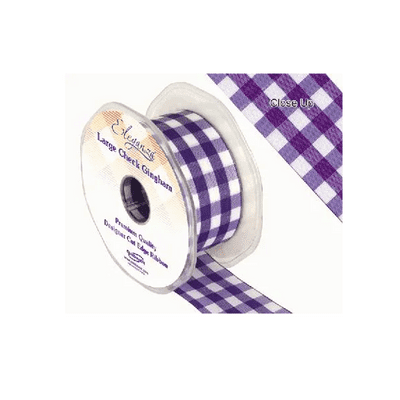 Gingham Large Check Ribbon Purple 38mm x 25m (Eleganza) 1pc