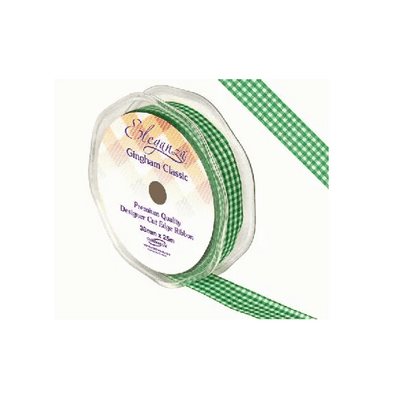 Gingham Ribbon Green 15mm x 25m (Eleganza) 1pc