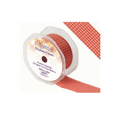 Gingham Ribbon Red 38mm x 25m (Eleganza) 1pc