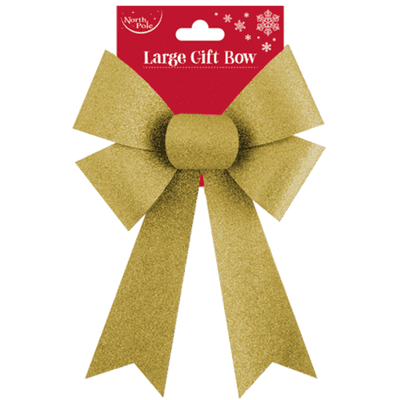 Glitter Gift Bow (Gold 33cms) 1pc