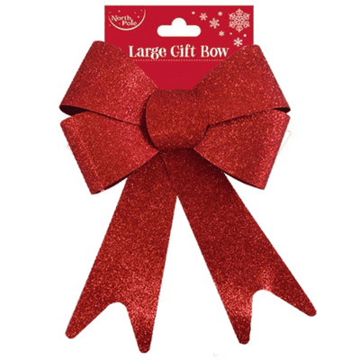 Glitter Gift Bow (Red 33cms) 1pc