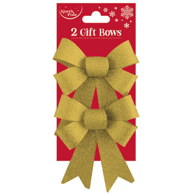 Glitter Gift Bows (Gold) 2pc