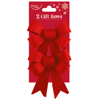 Glitter Gift Bows (Red) 2pc