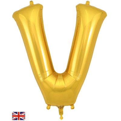 Gold Letter V Balloon - Foil Letter Balloon 1pc (34