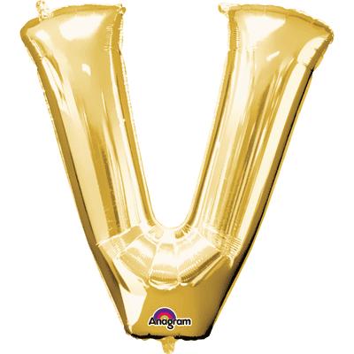Gold Letter V Mini-Foil Balloon (16