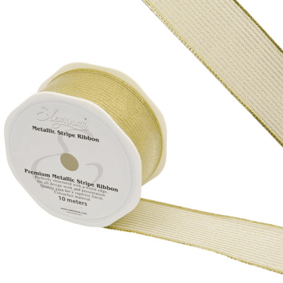 Gold Metallic Stripe Ribbon 38mm x 10m (Eleganza)