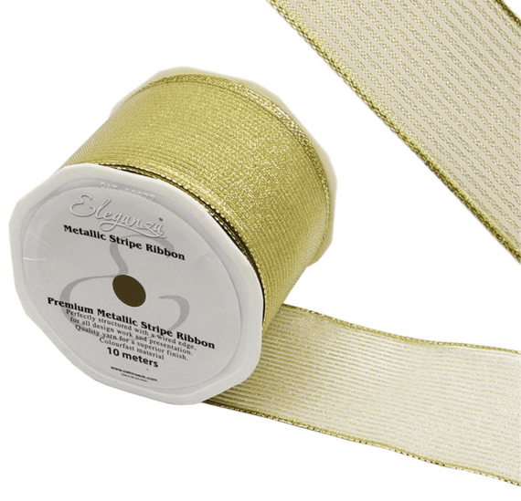 Gold Metallic Stripe Ribbon 63mm x 10m (Eleganza)