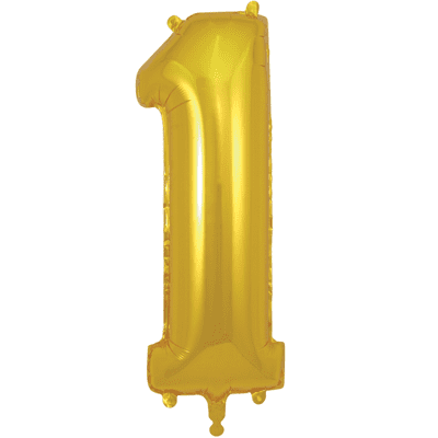 Gold Number 1 Balloon - Foil Number Balloon 1pc (34