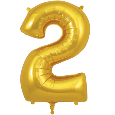 Gold Number 2 Balloon - Foil Number Balloon 1pc (34