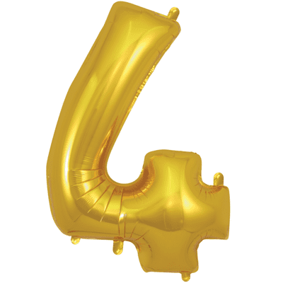 Gold Number 4 Balloon - Foil Number Balloon 1pc (34