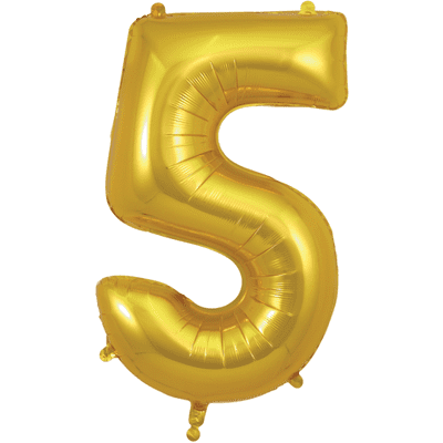 Gold Number 5 Balloon - Foil Number Balloon 1pc (34