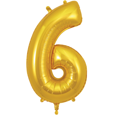 Gold Number 6 Balloon - Foil Number Balloon 1pc (34