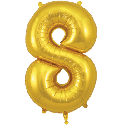 Gold Number 8 Balloon - Foil Number Balloon 1pc (34