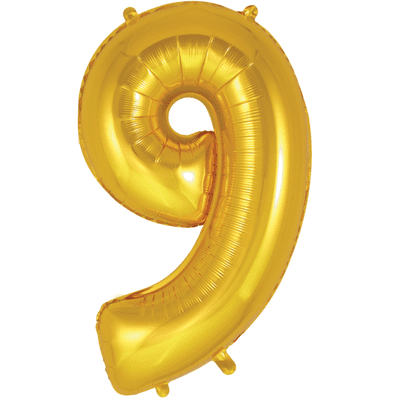 Gold Number 9 Balloon - Foil Number Balloon 1pc (34