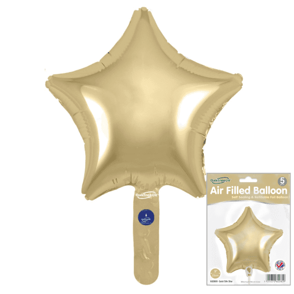 Mini Gold Silk Foil Balloon 5pc (9" Star Air-Fill)