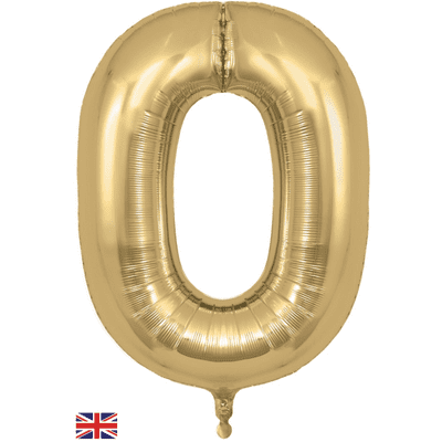 Gold Silk Number 0 Balloon - Foil Number Balloon 1pc (34