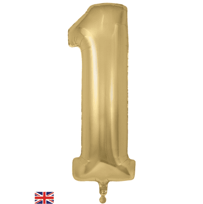 Gold Silk Number 1 Balloon - Foil Number Balloon 1pc (34