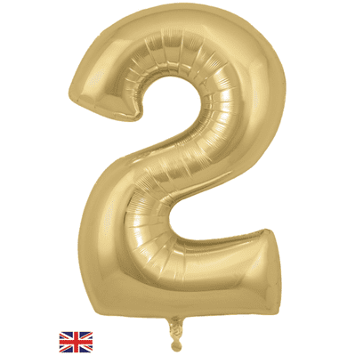 Gold Silk Number 2 Balloon - Foil Number Balloon 1pc (34