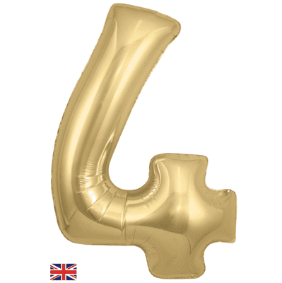 Gold Silk Number 4 Balloon - Foil Number Balloon 1pc (34