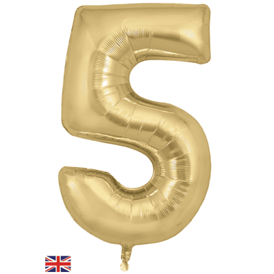 Gold Silk Number 5 Balloon - Foil Number Balloon 1pc (34