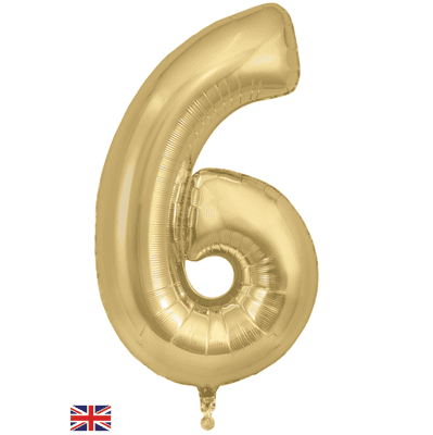 Gold Silk Number 6 Balloon - Foil Number Balloon 1pc (34