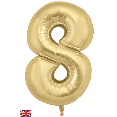 Gold Silk Number 8 Balloon - Foil Number Balloon 1pc (34