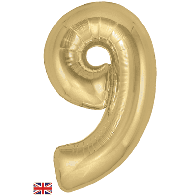 Gold Silk Number 9 Balloon - Foil Number Balloon 1pc (34