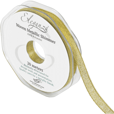 Gold Woven Metallic Shimmer Ribbon 10mm x 20m (Eleganza) 1pc