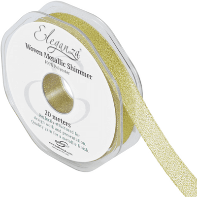 Gold Woven Metallic Shimmer Ribbon 15mm x 20m (Eleganza) 1pc