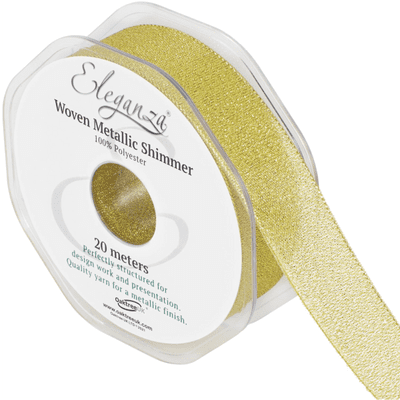 Gold Woven Metallic Shimmer Ribbon 25mm x 20m (Eleganza) 1pc