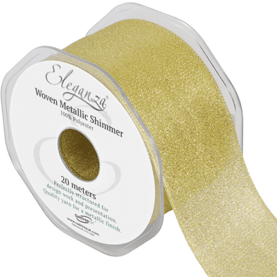Gold Woven Metallic Shimmer Ribbon 50mm x 20m (Eleganza) 1pc